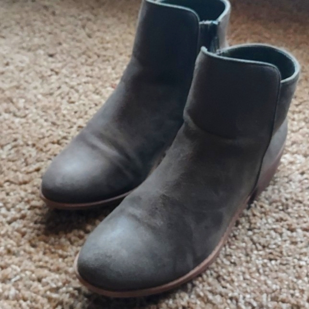 Faux suede ankle boots by Hot Tomato